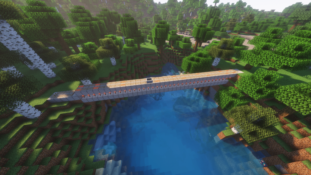 Bridge with rails in Minecraft