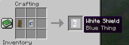 The process of crafting a shield with a banner with the Mojang logo