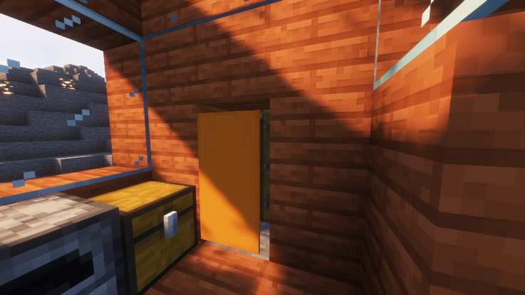 Hidden entrance behind the banner