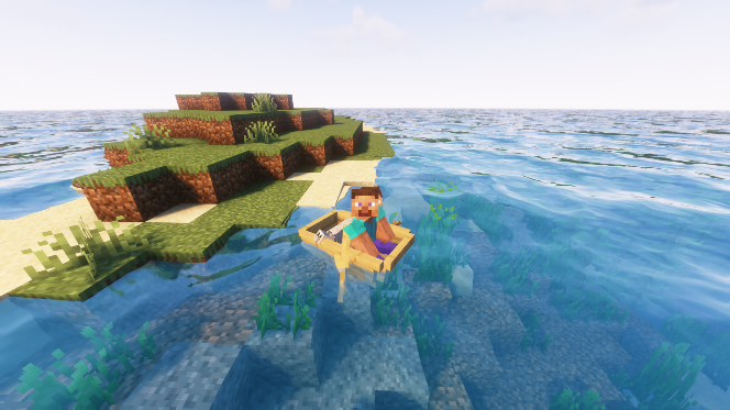 The mob and the player in the boat