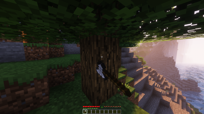 Gathering wood in Minecraft