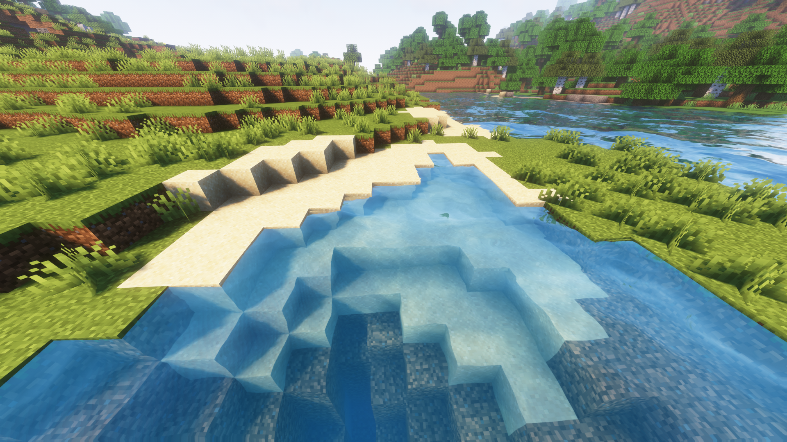 A beach in Minecraft