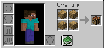 Creating a crafting table in Minecraft