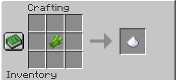 The process of making sugar from sugar cane on the crafting table in Minecraft