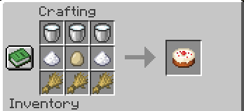 The process of crafting a cake in Minecraft