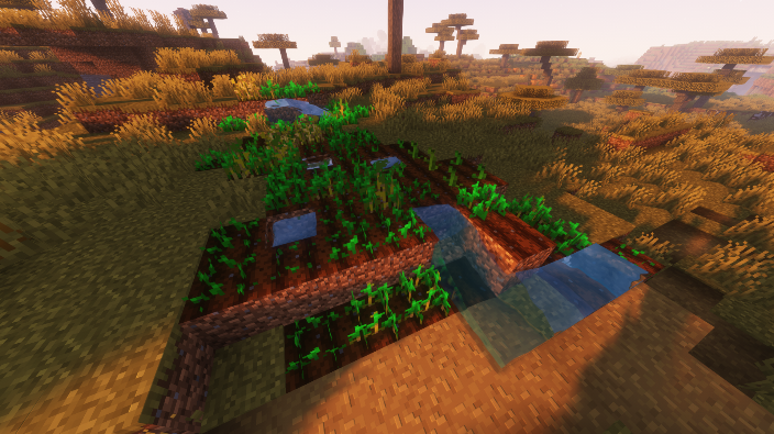 A Wheat farm in Minecraft