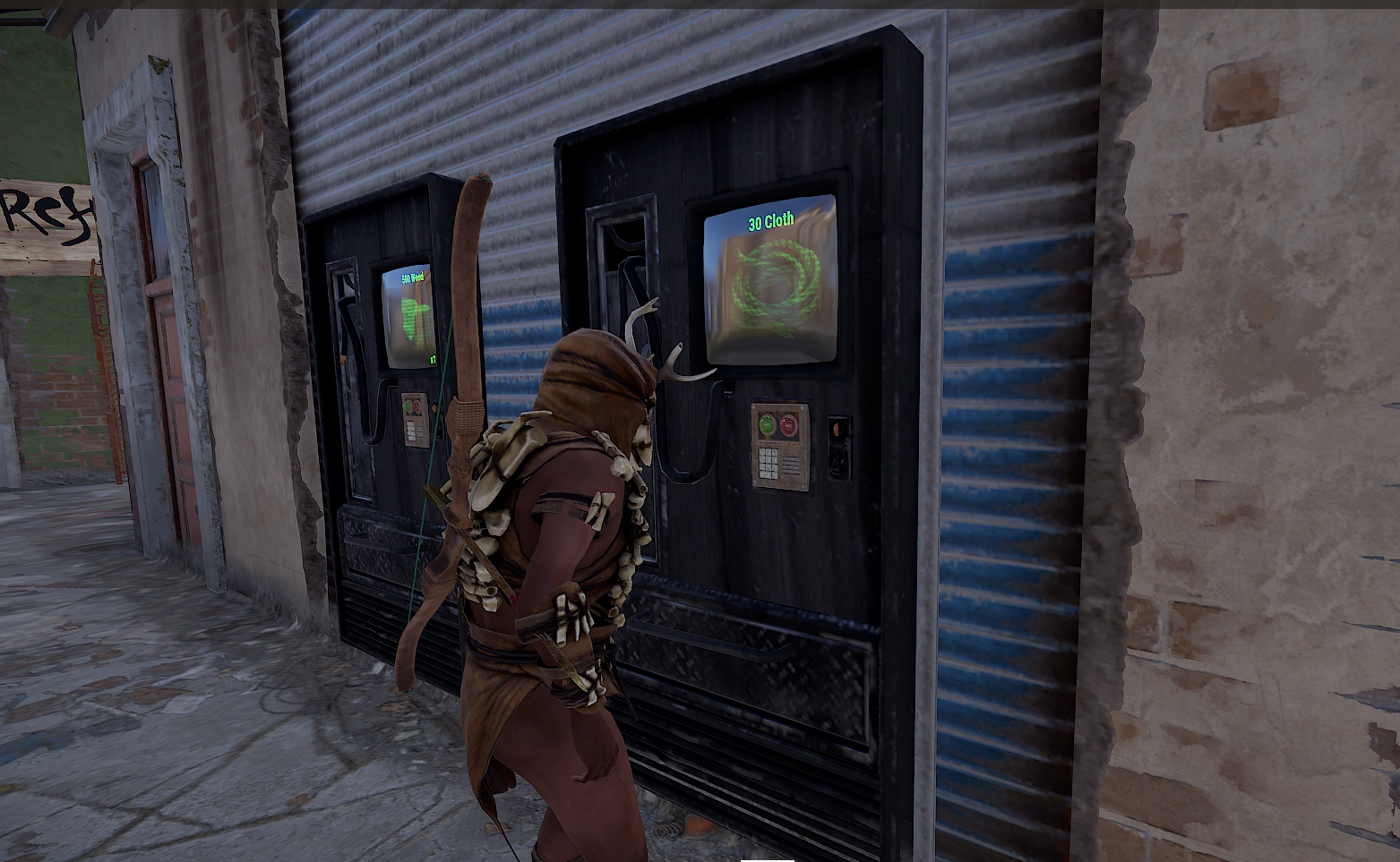 At vending machine, you can safely exchange unnecessary cloth for several feet of rope.