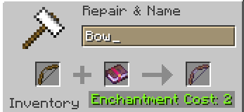 The process of enchanting a bow in Minecraft