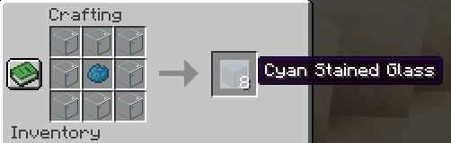 Cyan stained Glass crafting in Minecraft