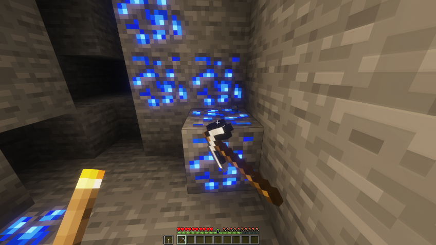 Mining lapis lazuli in Minecraft