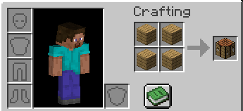 Creating a crafting table in Minecraft