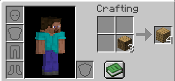 Crafting planks in Minecraft