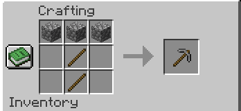 Crafting pickaxe in Minecraft