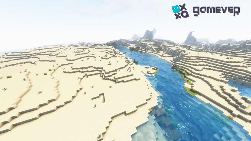 A desert biome in Minecraft