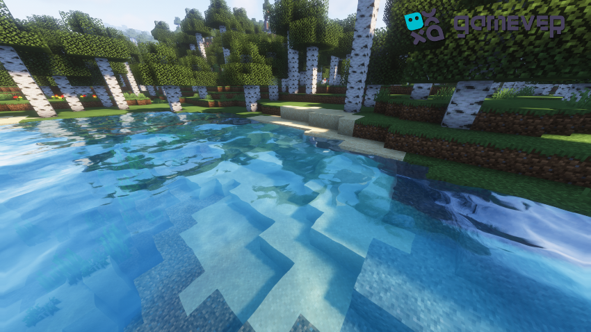 A riverbank in Minecraft
