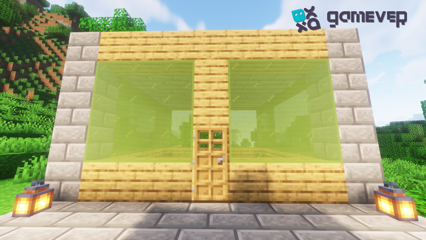 A house with green windows