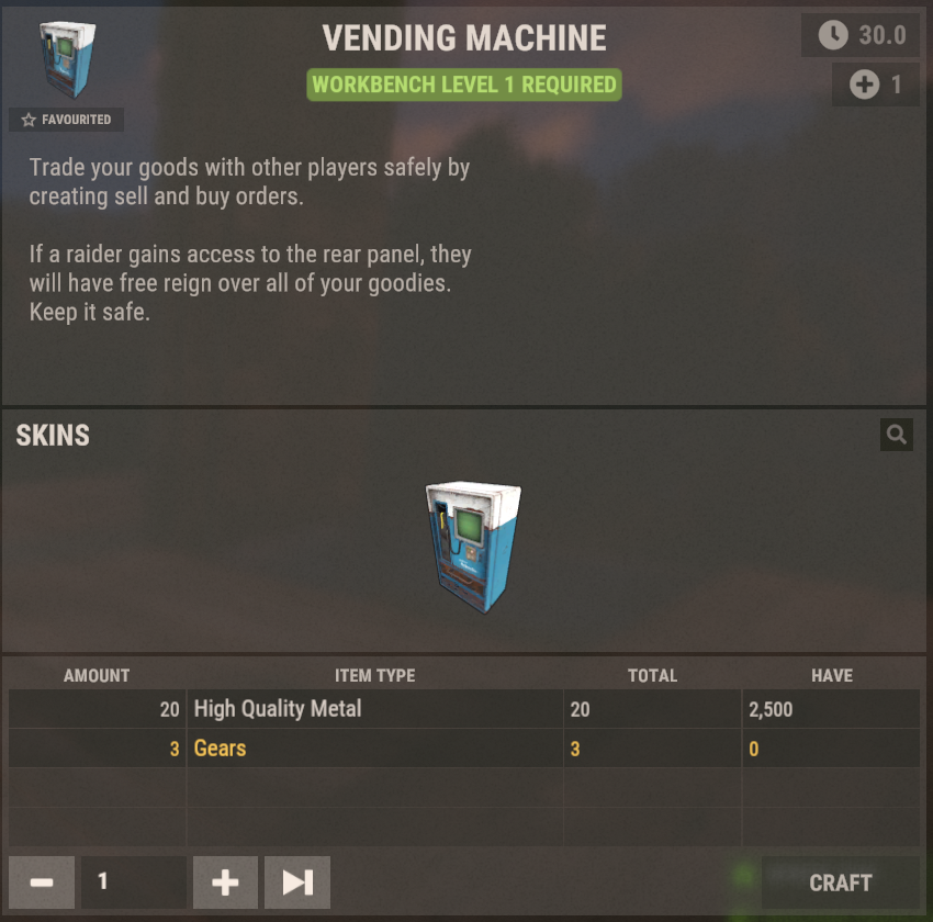 Die Herstellung eines Verkaufsautomaten in Rust ist aufgrund der seltenen Ressourcen, die benötigt werden, kostspielig.