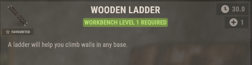 Für das Herstellen einer Leiter in Rust benötigst du 300 Einheiten Holz und 3 Stücke Seil.