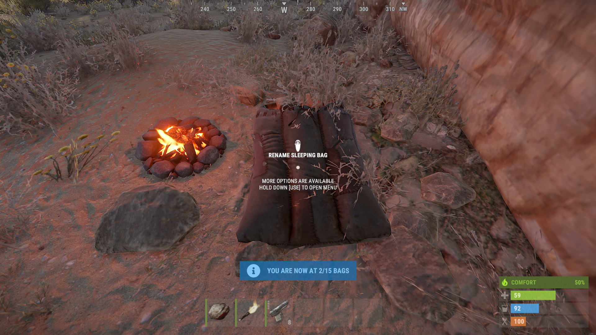 Once you place the sleeping bag, you can rename it to find the bag on the map.