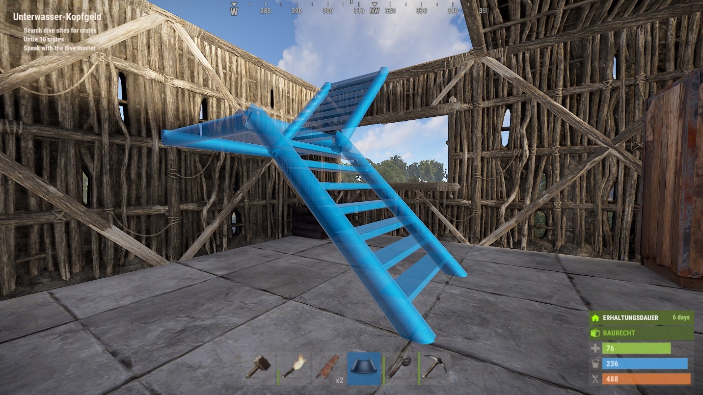 Fußboden und Treppe ermöglichen es dir, ein Gebäude so hoch zu bauen, wie du es wünschst.