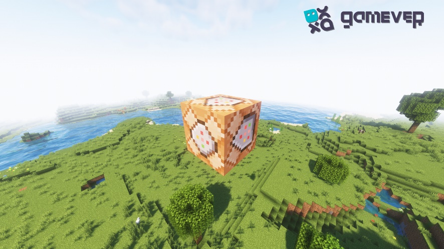 A command block in Minecraft