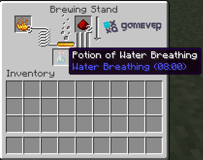 Upgrading a potion with a redstone dust