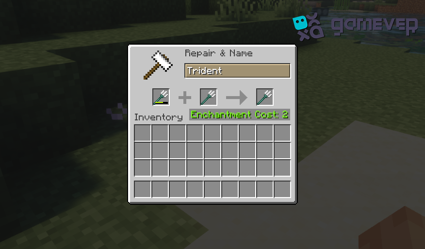 Repairing the trident with an anvil