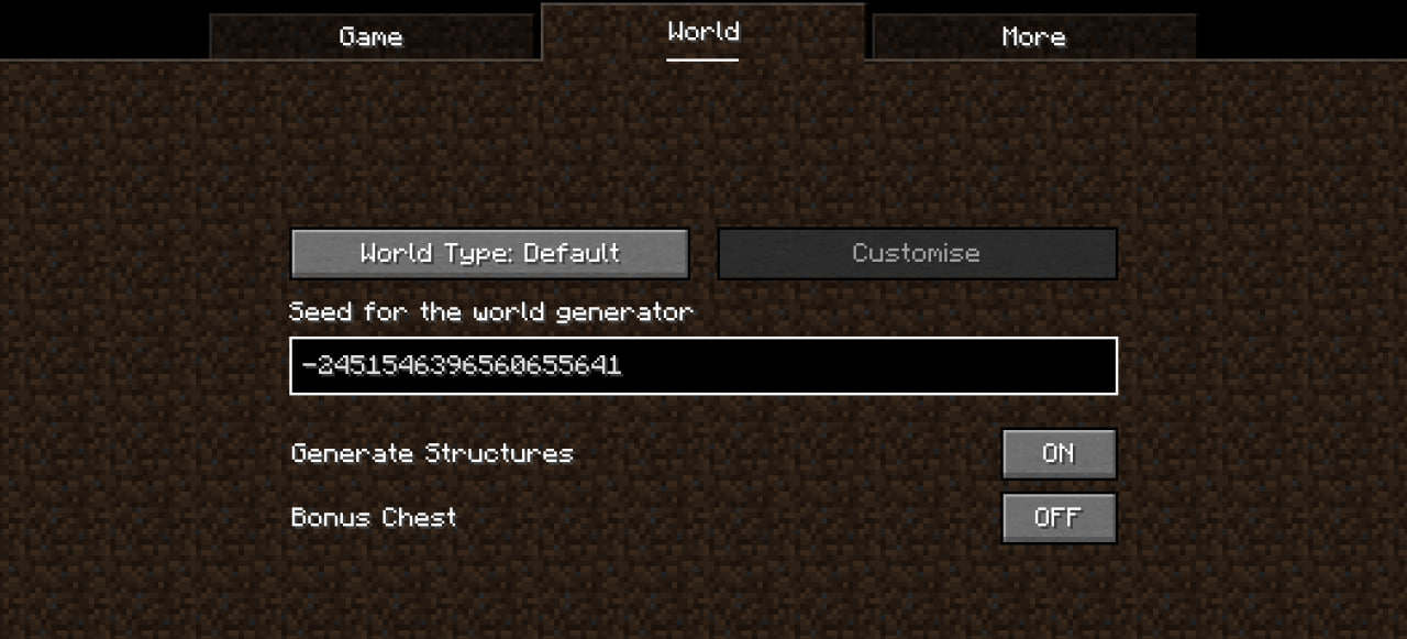 World generation with custom seed