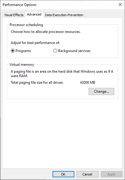 Performance Options.