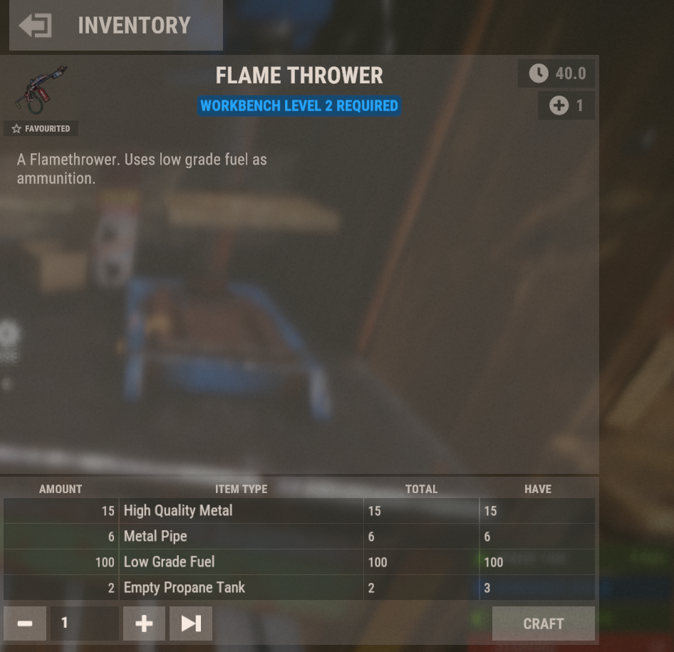 Crafting menu.
