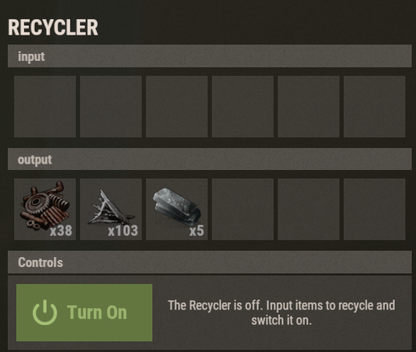 Der Recycler bringt viele nützliche Gegenstände hervor.