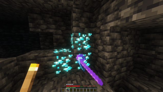 Mining diamonds with enchanted pickaxe