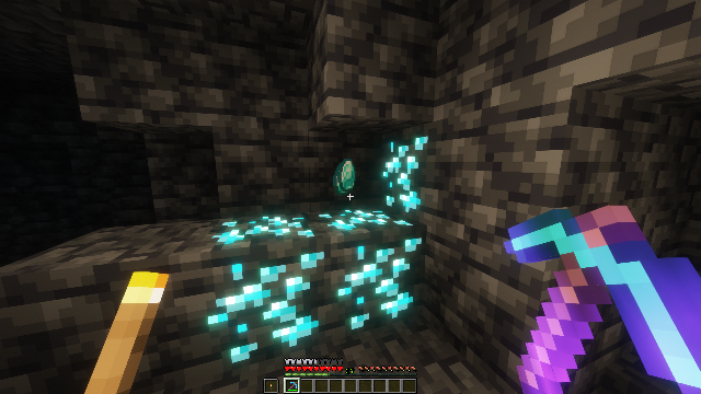 Mining diamonds with enchanted pickaxe