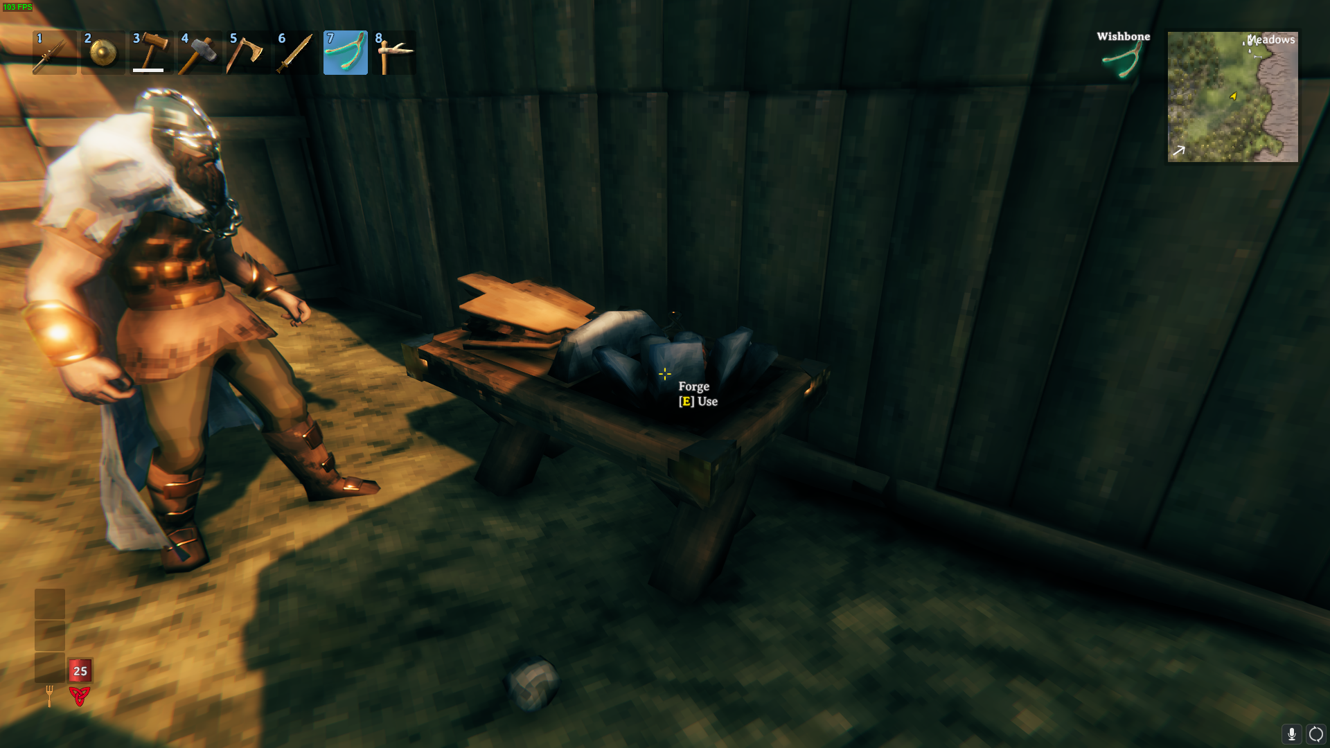 Forge allows you to craft weapons, armors and tools.