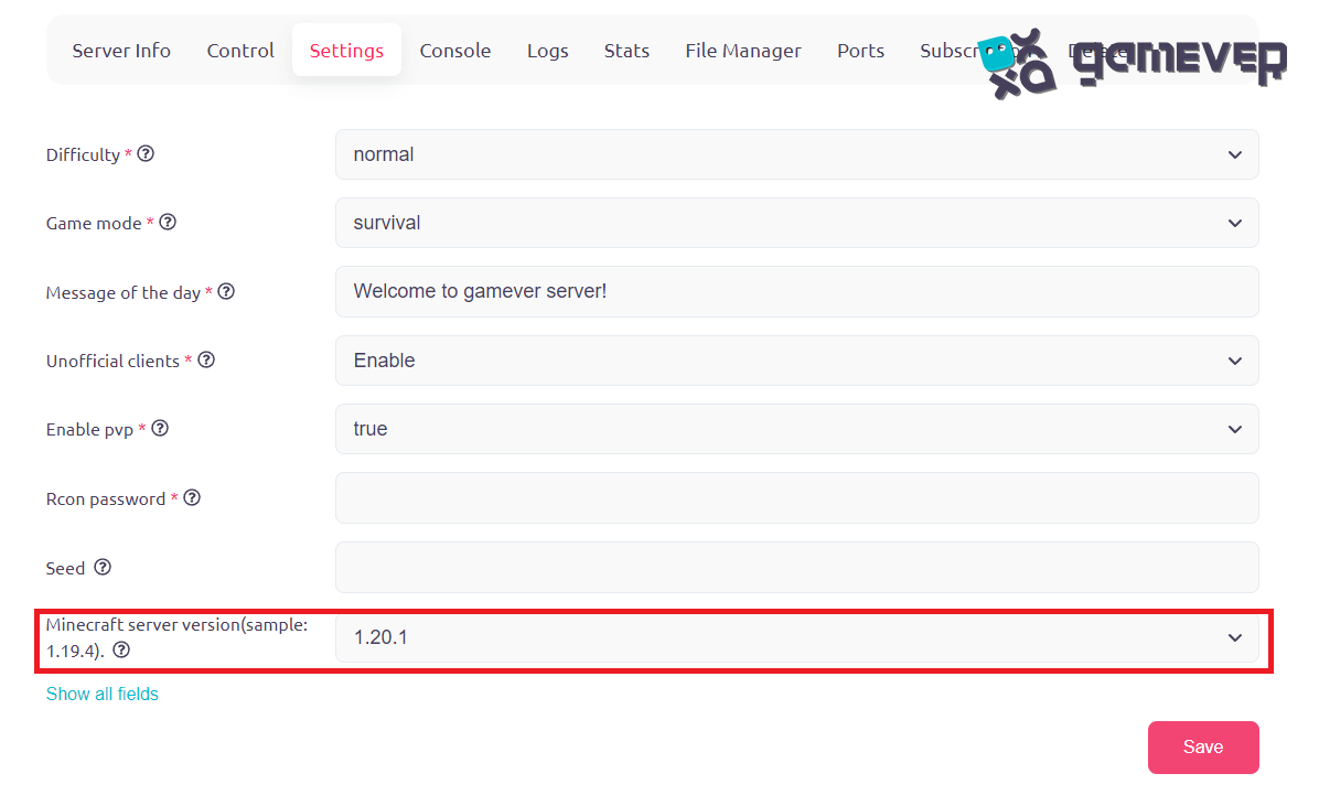 Check game and server version
