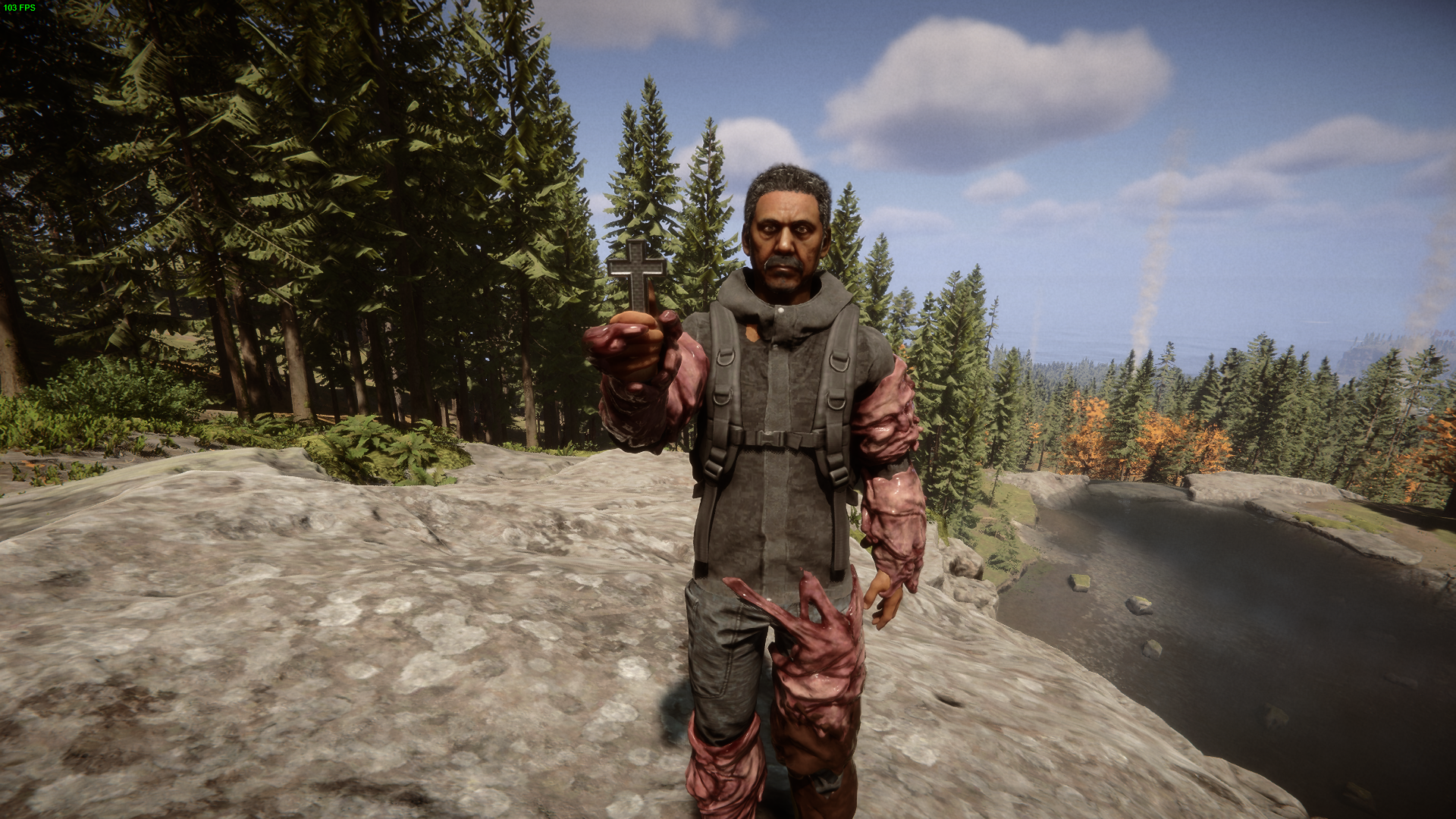 Equipped with the Holy Cross and ready for battle.