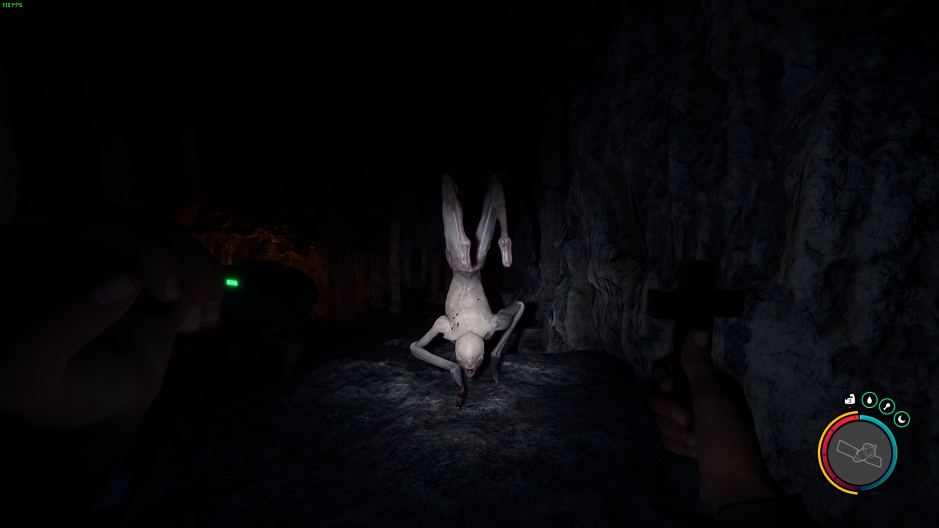 Dodging a demon's attack and countering with the power of the Holy Cross.