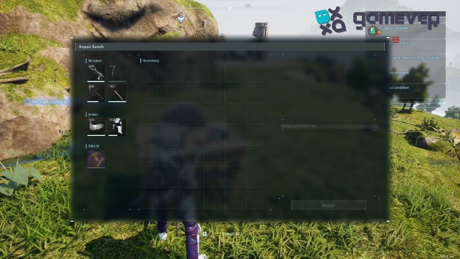 Repairing bench interface