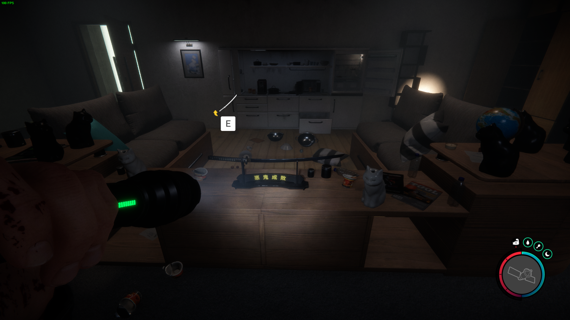 Explore chambers for resources and locate the Katana.