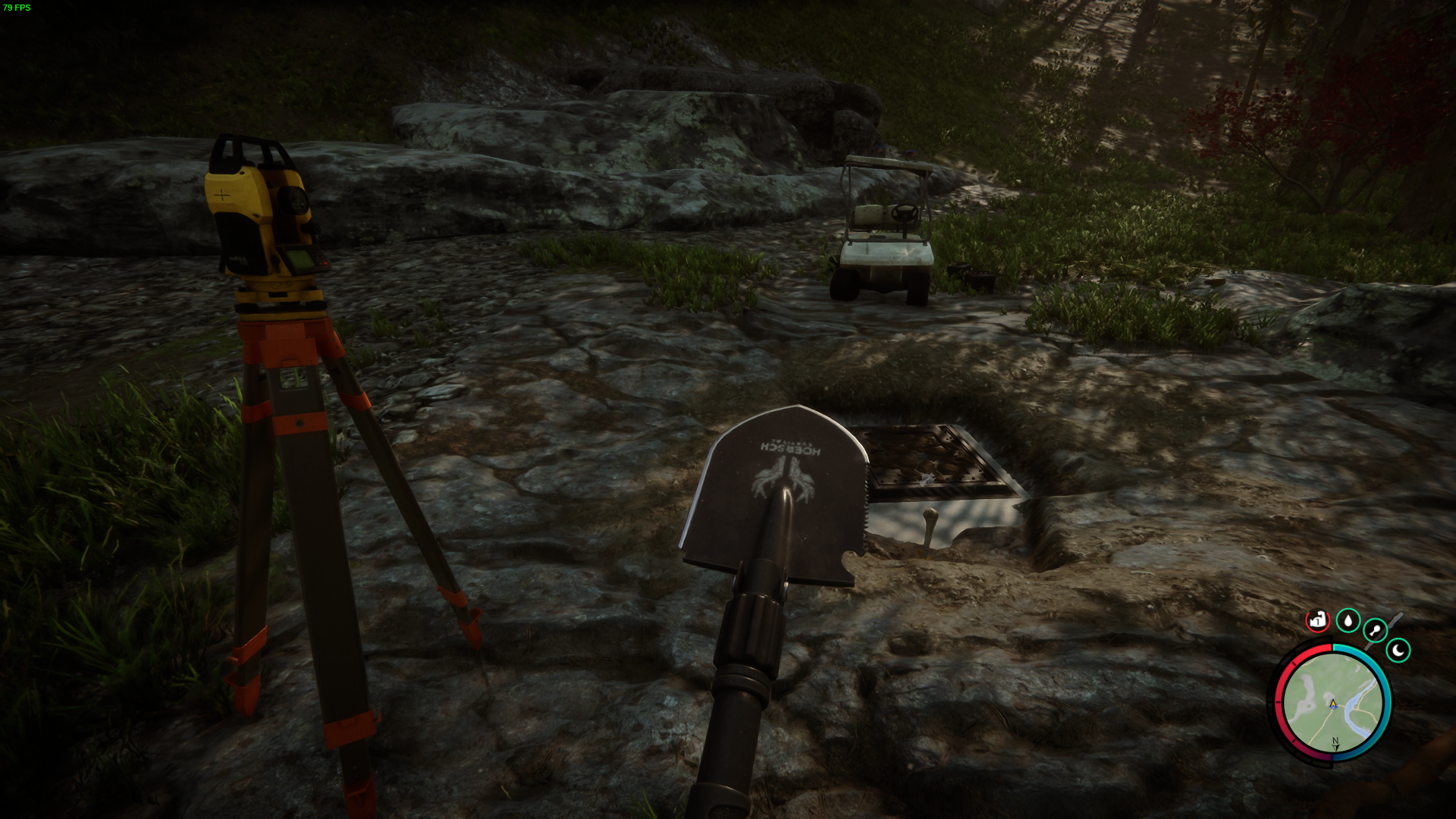 Dig carefully near cannibal camps to reveal the hatch.