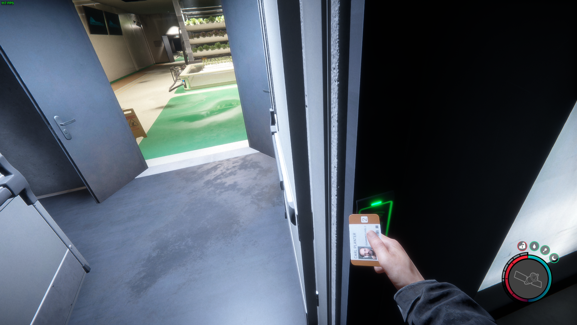 Unlock doors and navigate through the bunker's chambers.