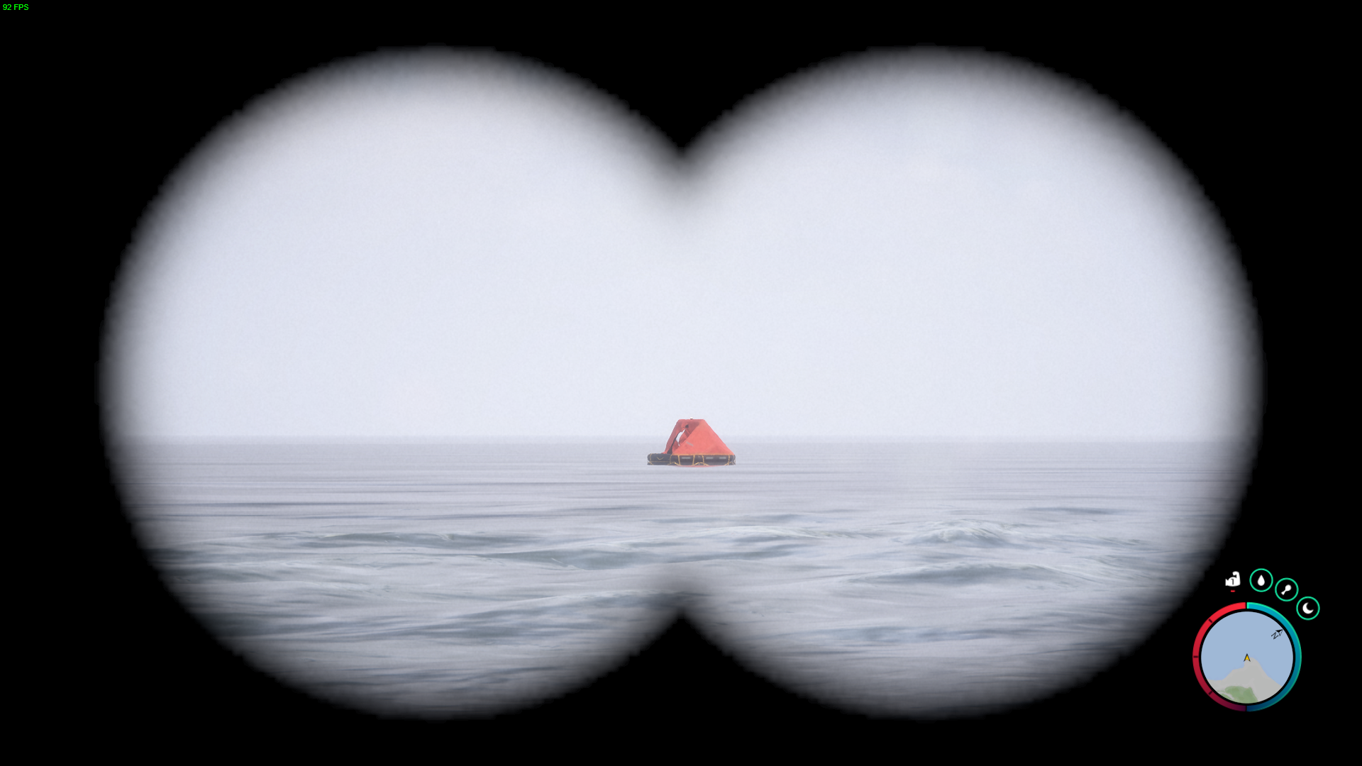 Spot the red dinghy floating offshore as you arrive at the designated location.