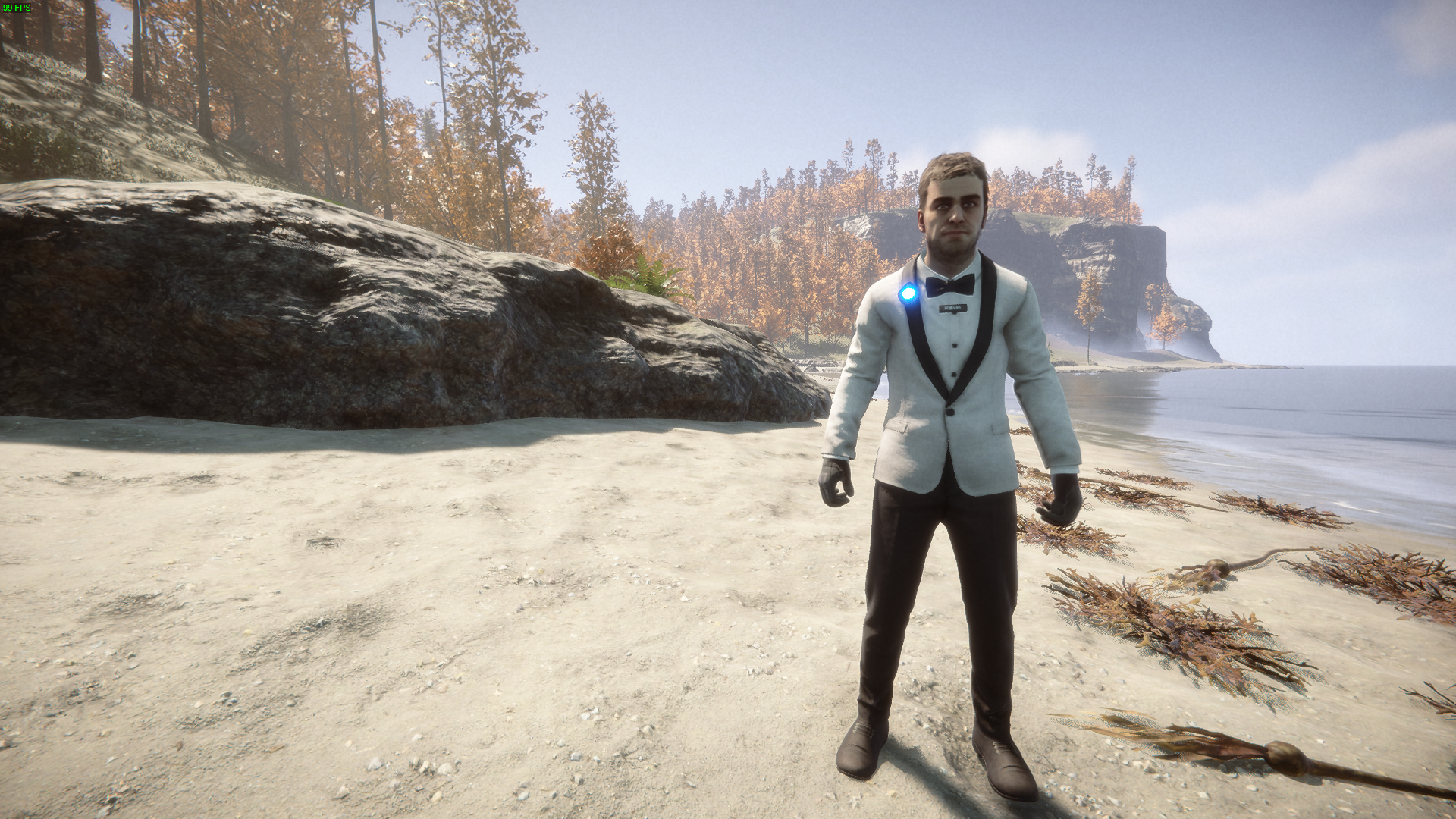 Unearth the tuxedo next to a bathtub inside a tunnel northwest of the map.