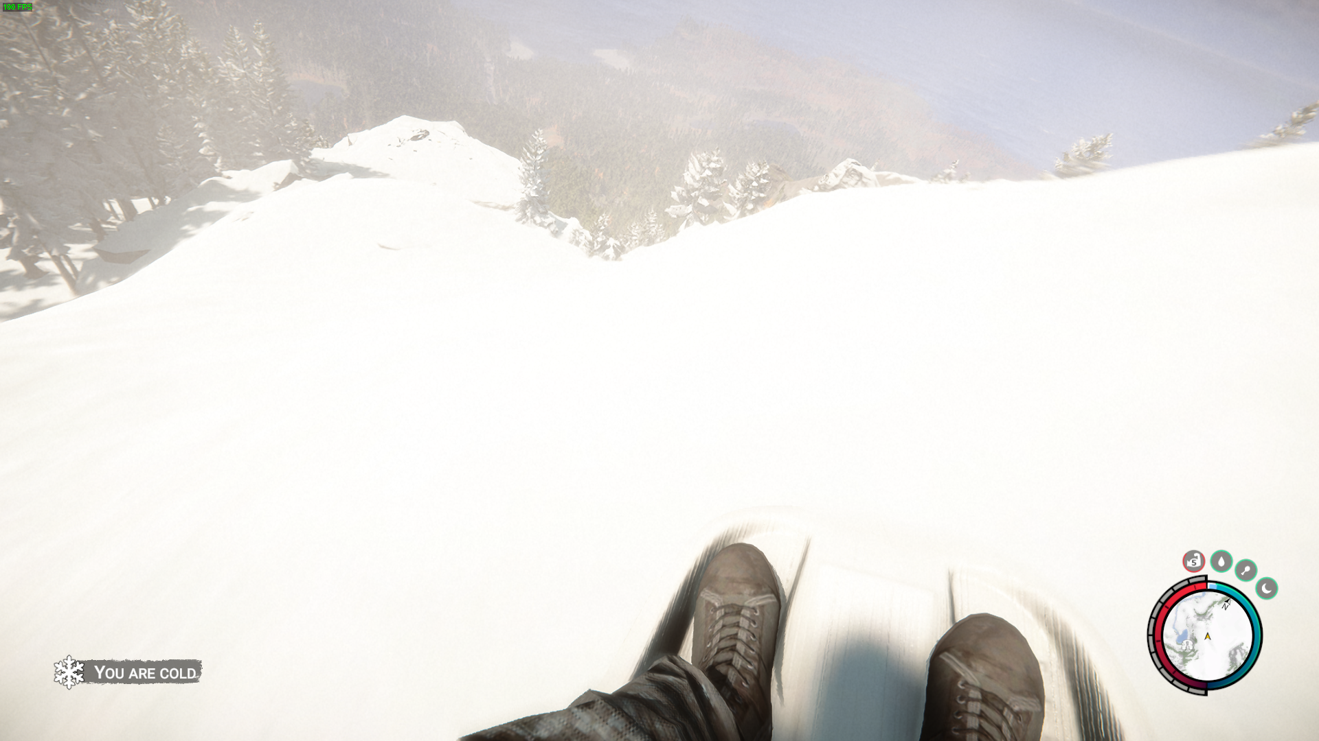 Equip the Sled from your inventory and prepare for an exhilarating ride down snow-covered slopes.