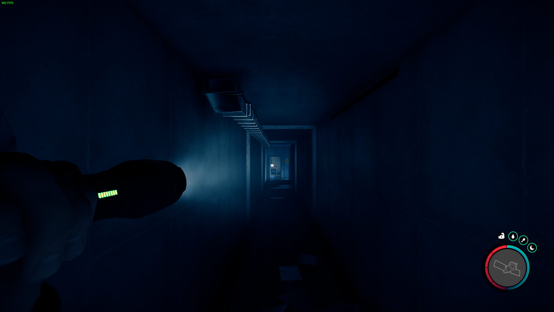 Make your way through the poorly lit halls.