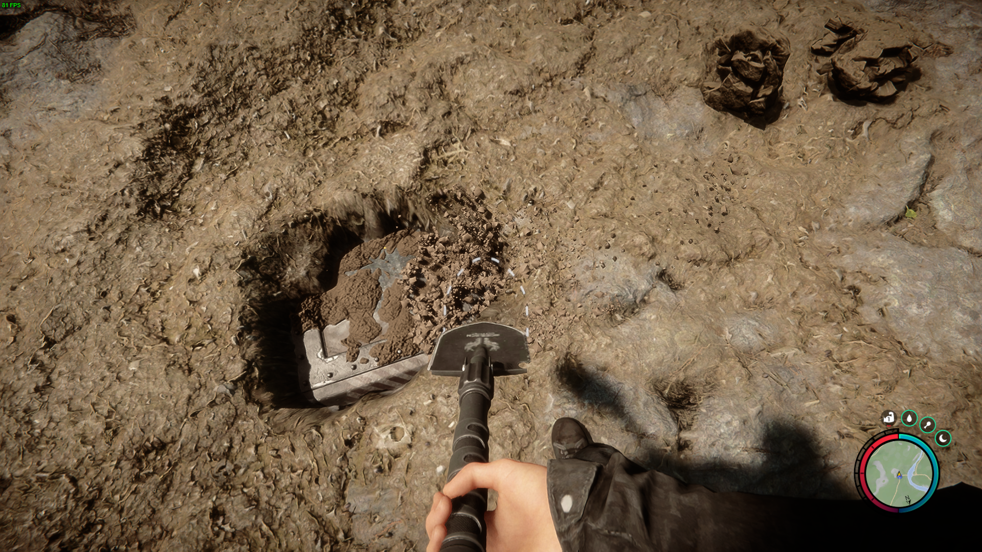 Dig at the designated site marked by a green light on your map.