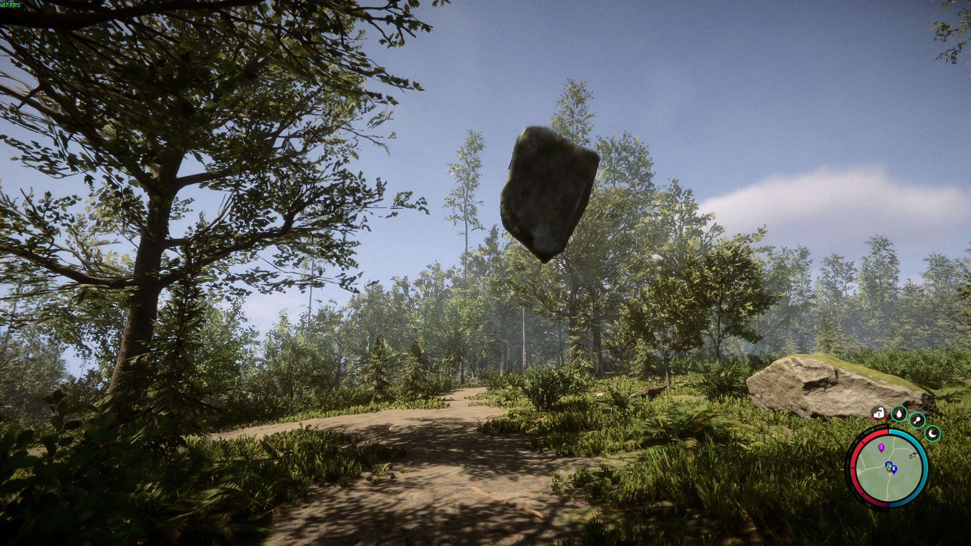 Pressing the 'G' button allows players to release large items like logs or boulders.