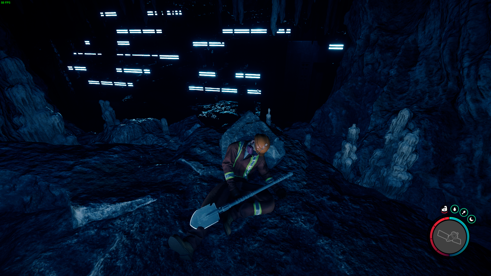 Find the prized spade, carefully tucked away within the winding network of caverns.
