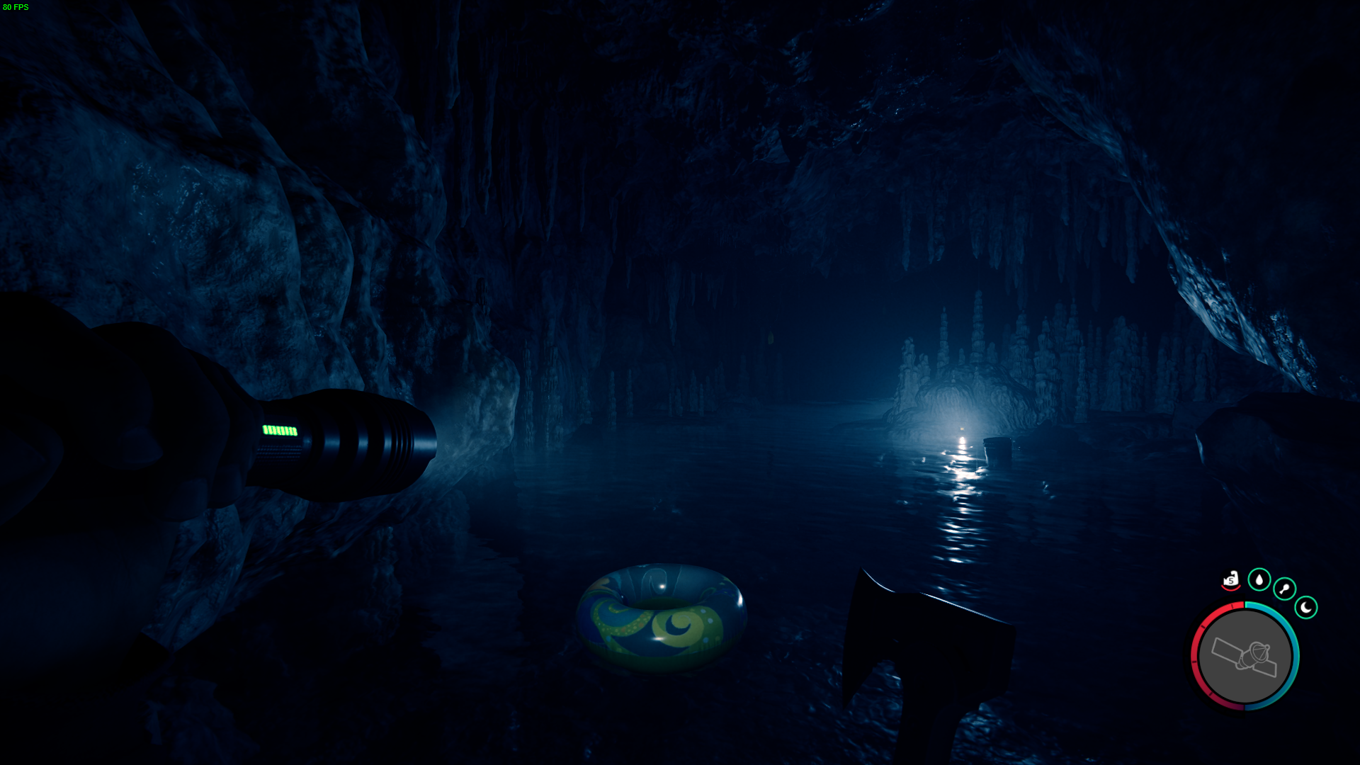 You traverse dark caves to locate the Rebreather.