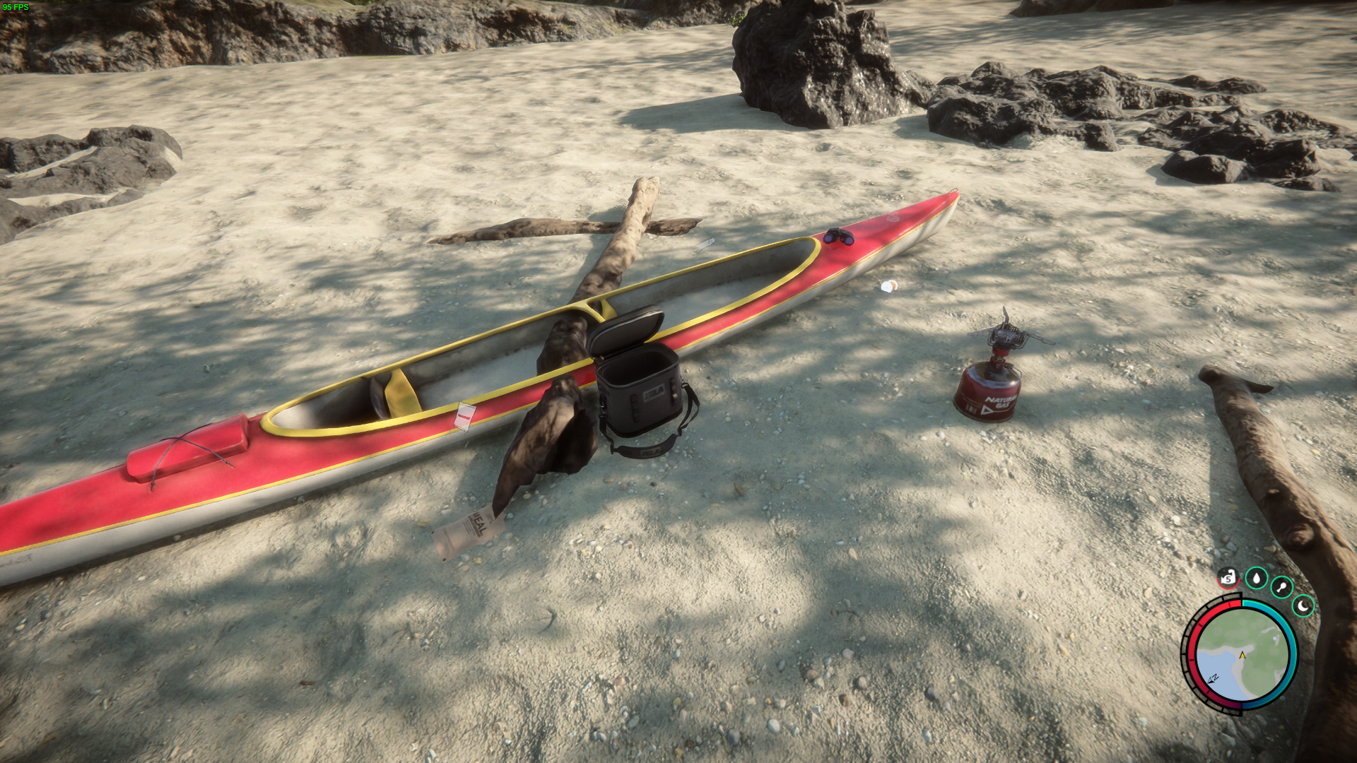 Discover the location of the Binoculars near the northeastern beach.